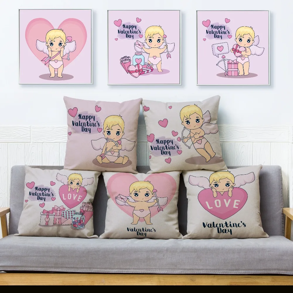 Cute Cartoon Cupid Cushion Cover 45*45cm Square Pillow Covers Beige Linen Throw Pillows Cases Car Sofa Home Decor Pillowcase
Cute Cartoon Cupid Cushion Cover 45*45cm Square Pillow Covers Beige Linen Throw Pillows Cases Car Sofa Home Decor Pillowcase