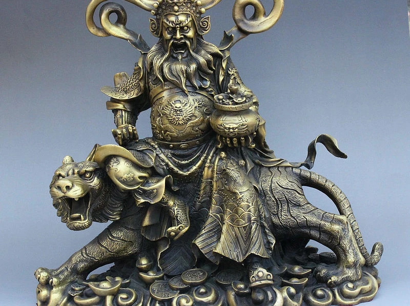 15" China Bronze Wealth Warrior Mammon God Zhao GongMing Tiger Cornucopia Statue
15" China Bronze Wealth Warrior Mammon God Zhao GongMing Tiger Cornucopia Statue