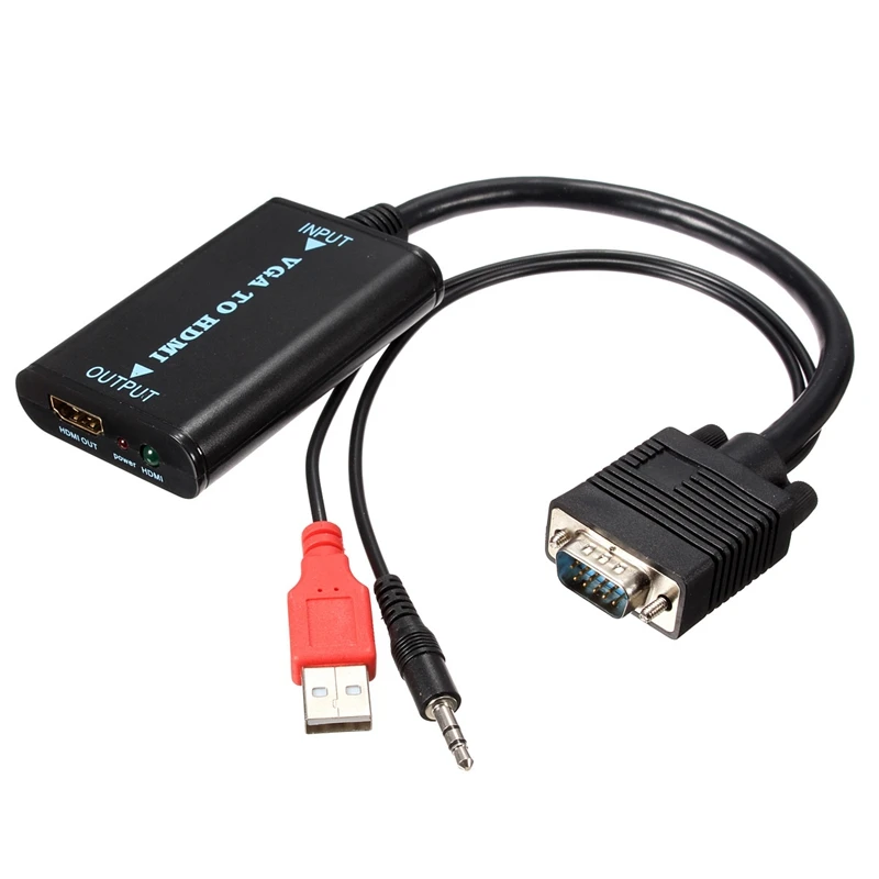 High Quality Portable Plug and play VGA To HDMI Output 1080P HD Audio TV AV HDTV PC Video Cable VGA2HDMI Converter Adapter
High Quality Portable Plug and play VGA To HDMI Output 1080P HD Audio TV AV HDTV PC Video Cable VGA2HDMI Converter Adapter