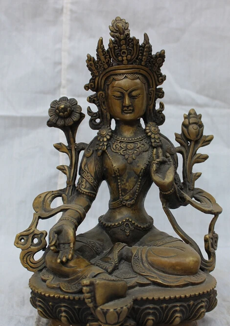 song voge gem S3217 9" Tibet Buddhism Bronze Lotus Kwan-yin Goddess Green Tara Buddha Seat Statue
song voge gem S3217 9" Tibet Buddhism Bronze Lotus Kwan-yin Goddess Green Tara Buddha Seat Statue