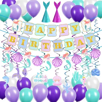 Partykindom 1 Set Colorful Creative Durable Mermaid Balloon Birthday Decoration Swirl Banner for Party Kids Birthday
Partykindom 1 Set Colorful Creative Durable Mermaid Balloon Birthday Decoration Swirl Banner for Party Kids Birthday
