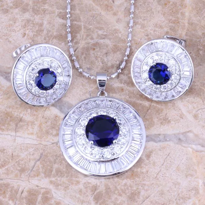 Prominent Blue Cubic Zirconia White CZ 925 Sterling Silver Earrings Pendant Necklace Jewelry Sets S0778
Prominent Blue Cubic Zirconia White CZ 925 Sterling Silver Earrings Pendant Necklace Jewelry Sets S0778