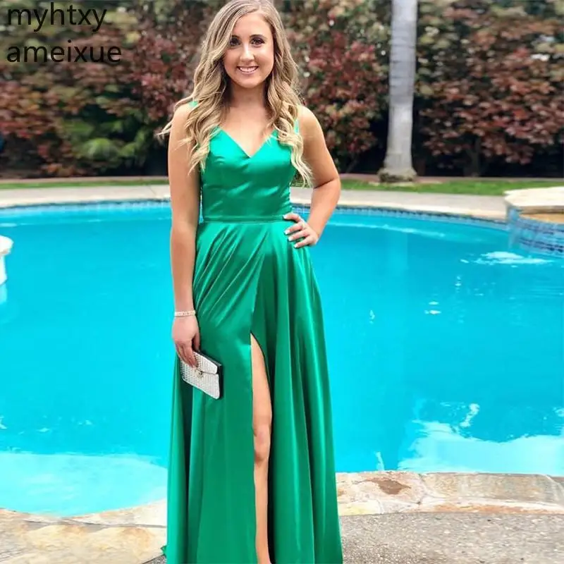 Event Hunter Green A-line Prom Dresses V-neck Sleeveless Front Split Long Vestido De Fiesta Graduacion Backless 2019plus Size
Event Hunter Green A-line Prom Dresses V-neck Sleeveless Front Split Long Vestido De Fiesta Graduacion Backless 2019plus Size