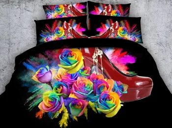 JF-382 colorful roses and red shoes bedding sets 4pcs queen bed sheet set double bed linen 3d bedclothes
JF-382 colorful roses and red shoes bedding sets 4pcs queen bed sheet set double bed linen 3d bedclothes