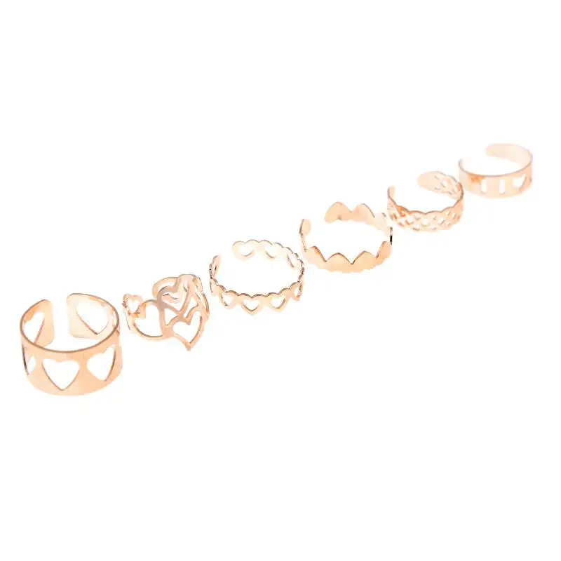 imixlot 6Pcs/Set New Fashion Gold color Hollow Heart Shape Adjustable Rings Midi Finger Knuckle Rings Cute Love Ring Set For wom
imixlot 6Pcs/Set New Fashion Gold color Hollow Heart Shape Adjustable Rings Midi Finger Knuckle Rings Cute Love Ring Set For wom