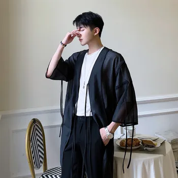New Men Translucent Mesh Trench Coat Male Japan Streetwear Punk Gothic Hip Hop Long Cardigan Jacket Stage Clothing
New Men Translucent Mesh Trench Coat Male Japan Streetwear Punk Gothic Hip Hop Long Cardigan Jacket Stage Clothing