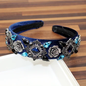 Vintage Luxury Hair Accessories Navy Blue Crystal Flower Headband Black Rhinestone Women Hairband For Wedding Party
Vintage Luxury Hair Accessories Navy Blue Crystal Flower Headband Black Rhinestone Women Hairband For Wedding Party