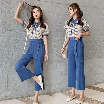 Patchwork Lattice Women's Summer Suit Elegant Lapel Women 2 Piece Set Top And Pants Chiffon Sweet Two Piece Set Top And Pants
Patchwork Lattice Women's Summer Suit Elegant Lapel Women 2 Piece Set Top And Pants Chiffon Sweet Two Piece Set Top And Pants