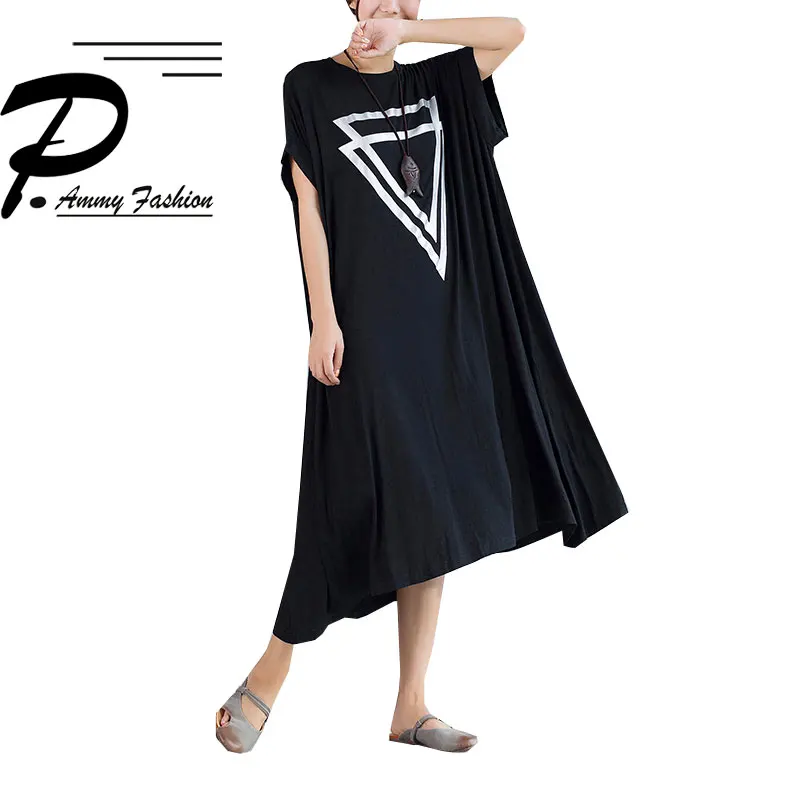 Lagenlook Irregular Hem Mid-Long Cotton Dress 2018 Summer O- Neck Plus Size triangle patterned Tunic Dress Baggy Loose Vestidos
Lagenlook Irregular Hem Mid-Long Cotton Dress 2018 Summer O- Neck Plus Size triangle patterned Tunic Dress Baggy Loose Vestidos