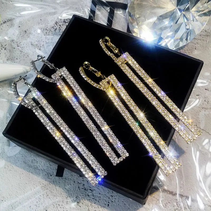 Luxury Shiny Rhinestone Rectangle Drop Long Earrings Wedding Bridal Prom Jewelry
Luxury Shiny Rhinestone Rectangle Drop Long Earrings Wedding Bridal Prom Jewelry