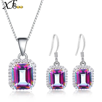 XF800 Genuine Gemstone 925 Sterling Silver Fine Jewelry Colored Mystic Crystal Pendant Earrings Sets Party Gift For Women T237DE
XF800 Genuine Gemstone 925 Sterling Silver Fine Jewelry Colored Mystic Crystal Pendant Earrings Sets Party Gift For Women T237DE