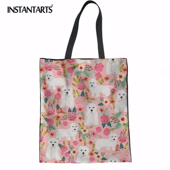 INSTANTARTS Cute Westie Florals Printing Women Linen Shopping Bag Casual Cotton Reusable Bag Girls Lady Large Tote Shoulder Bags
INSTANTARTS Cute Westie Florals Printing Women Linen Shopping Bag Casual Cotton Reusable Bag Girls Lady Large Tote Shoulder Bags