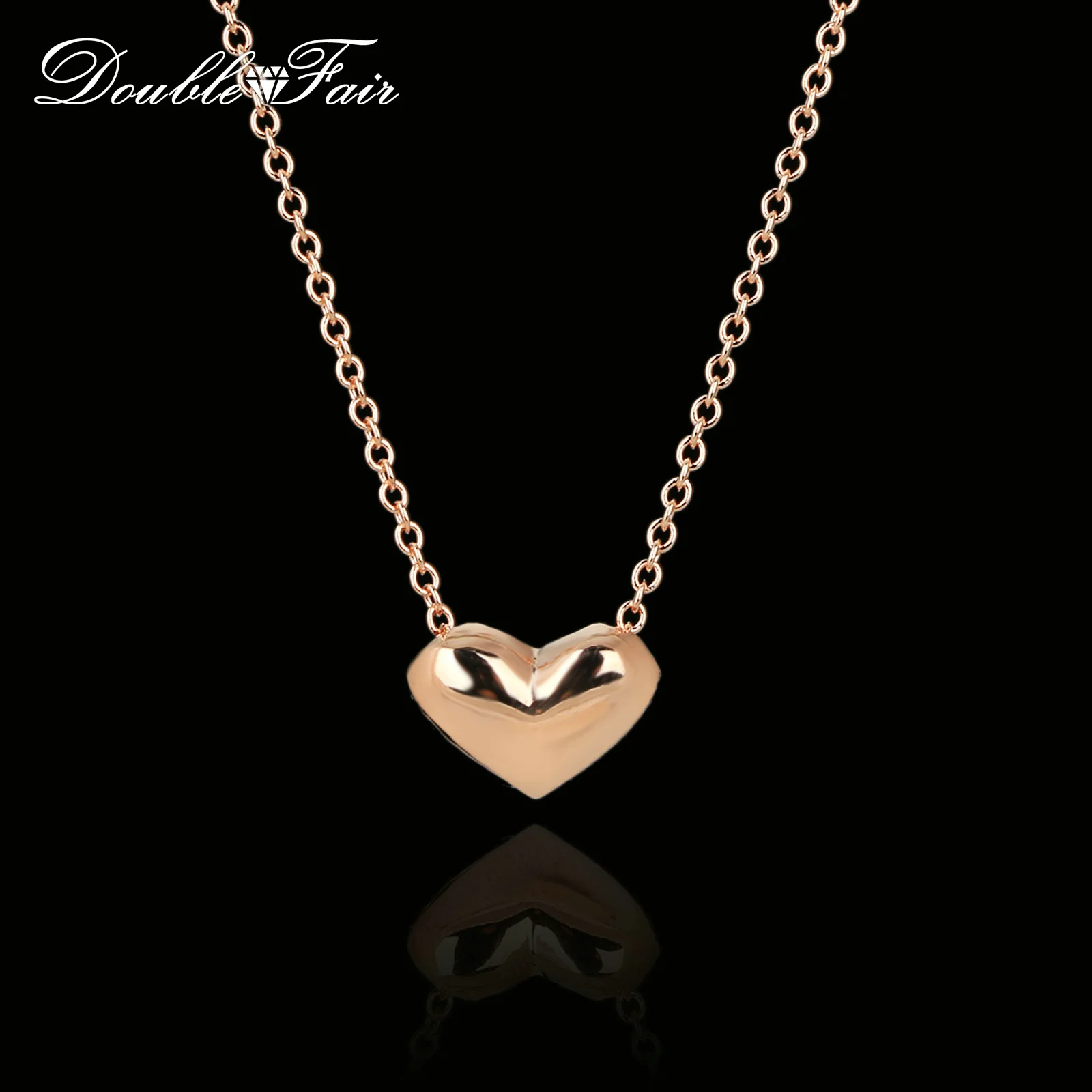 Double Fair Simple Elegant Love Heart Cute Chain Necklaces & Pendants Rose Gold Color Metal Fashion Jewelry For Women DFN099
Double Fair Simple Elegant Love Heart Cute Chain Necklaces & Pendants Rose Gold Color Metal Fashion Jewelry For Women DFN099