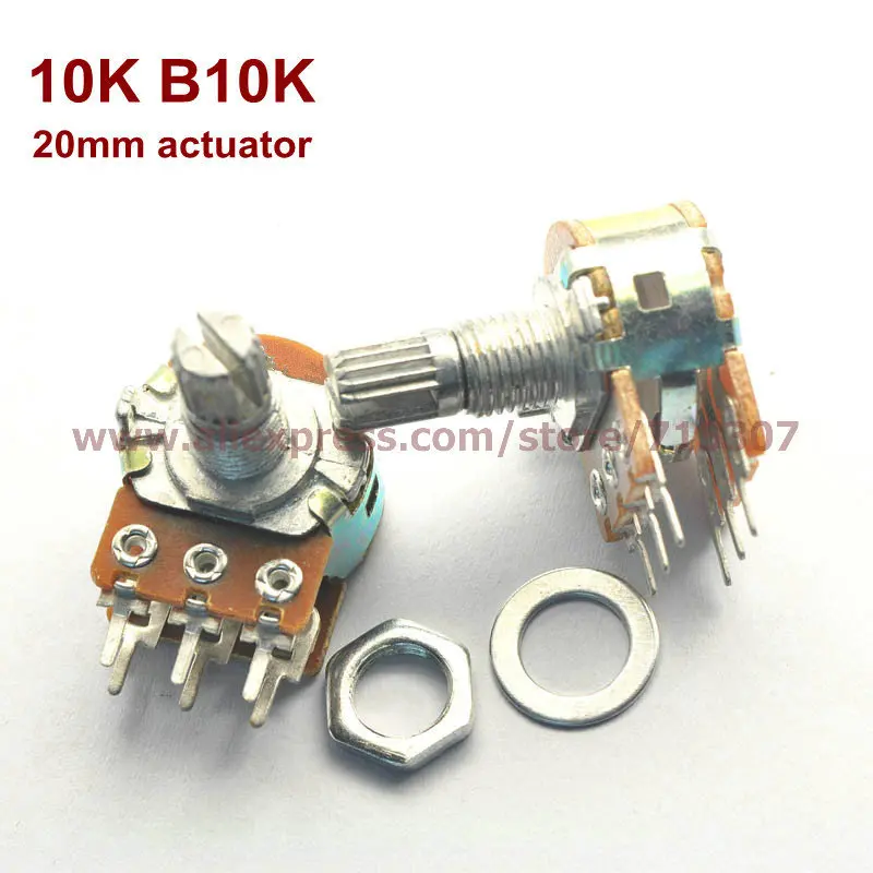 PHISCALE 10pcs Duplex Potentiometer (stereo) 10K B10K 20mm actuator length WH148 side adjustment
PHISCALE 10pcs Duplex Potentiometer (stereo) 10K B10K 20mm actuator length WH148 side adjustment