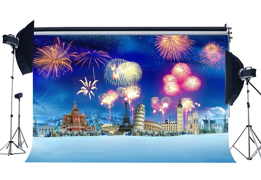 Photography Backdrop Christmas Eiffel Tower Big Ben Fancy Fireworks Snow Covered Landscape Xmas Decoration Backdrops
Photography Backdrop Christmas Eiffel Tower Big Ben Fancy Fireworks Snow Covered Landscape Xmas Decoration Backdrops