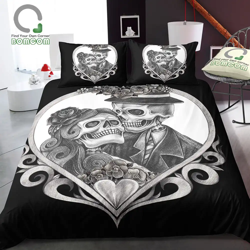 Bomcom 3d Digital Printing Sugar Skull Bedding Set Skull Print