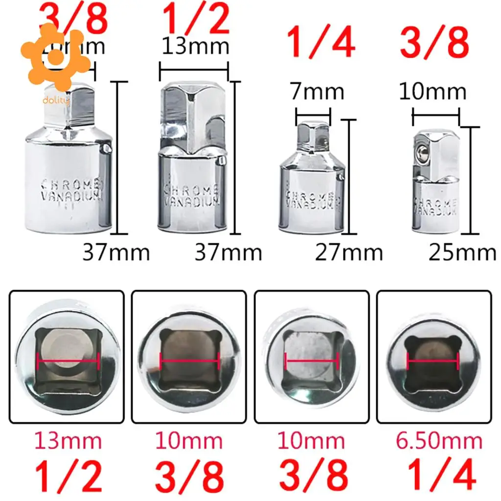 4pcs 1/4'' 3/8'' 1/2'' Chrome Vanadium Sleeve Swivel Connectors Tool Part