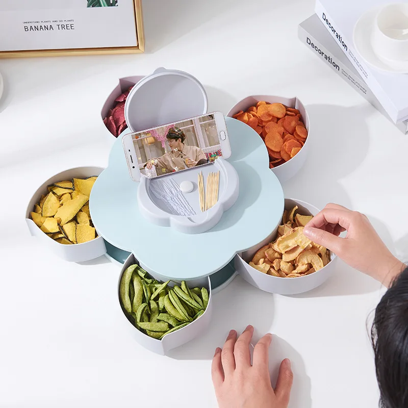 Creative Flower Petal Fruit Plate Candy Storage Box 5 Grids Nuts Snack Tray Rotating Christmas Organizer food storage container
Creative Flower Petal Fruit Plate Candy Storage Box 5 Grids Nuts Snack Tray Rotating Christmas Organizer food storage container