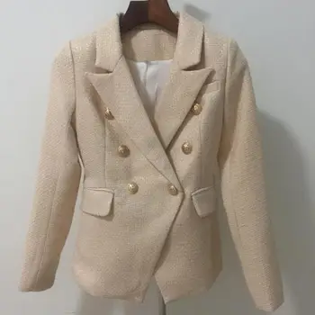 Tweed Jacket Coat 2020 Autumn Winter Women's Woolen Gold Lions Double Breasted Elegant Runway Designers Blazer Femme Outwear
Tweed Jacket Coat 2020 Autumn Winter Women's Woolen Gold Lions Double Breasted Elegant Runway Designers Blazer Femme Outwear