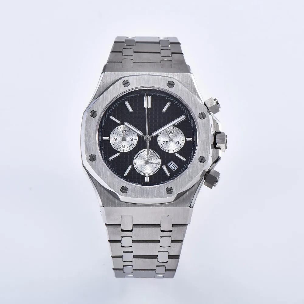 Watch quartz movement 41mm Japanese chronograph 316L stainless steel shell bracelet sapphire crystal lens 127-21
Watch quartz movement 41mm Japanese chronograph 316L stainless steel shell bracelet sapphire crystal lens 127-21