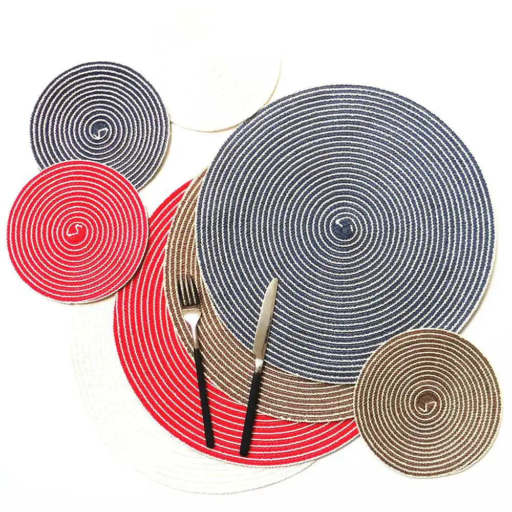 Round Placemat Table Mat Coaster Non Slip Cotton Yarn Woven Table Insulation Pad Solid Placemat Mat Kitchen Tools Accessories
Round Placemat Table Mat Coaster Non Slip Cotton Yarn Woven Table Insulation Pad Solid Placemat Mat Kitchen Tools Accessories