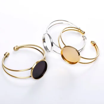 Silver Plated 25mm Cuff Bracelet Settings Round Cabochon Cameo Bases Trays Bezel Blank Base Setting for DIY Bracelet Craft 
Silver Plated 25mm Cuff Bracelet Settings Round Cabochon Cameo Bases Trays Bezel Blank Base Setting for DIY Bracelet Craft
