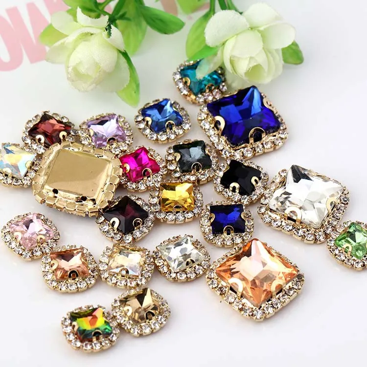 Mix color 14mm Square Glass stone in handmade Golden Lace Claw setting for sewing, Sew On Jewelry Crystal
Mix color 14mm Square Glass stone in handmade Golden Lace Claw setting for sewing, Sew On Jewelry Crystal