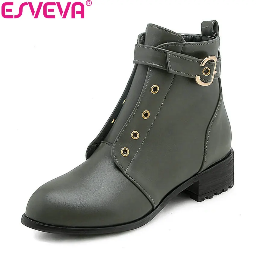 ESVEVA 2019 Woman Shoes Zipper PU Leather Boots Ankle Boots Round Toe Buckle Square High Heels Casual Boots Shoes Size 34-43
ESVEVA 2019 Woman Shoes Zipper PU Leather Boots Ankle Boots Round Toe Buckle Square High Heels Casual Boots Shoes Size 34-43