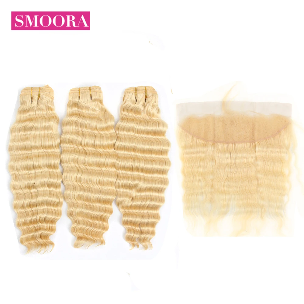 Smoora 613 Blonde Deep Wave Malaysian Human Hair Bundles with Lace Frontal NonRemy Light Blonde Bundles with Pre Plucked Frontal
Smoora 613 Blonde Deep Wave Malaysian Human Hair Bundles with Lace Frontal NonRemy Light Blonde Bundles with Pre Plucked Frontal