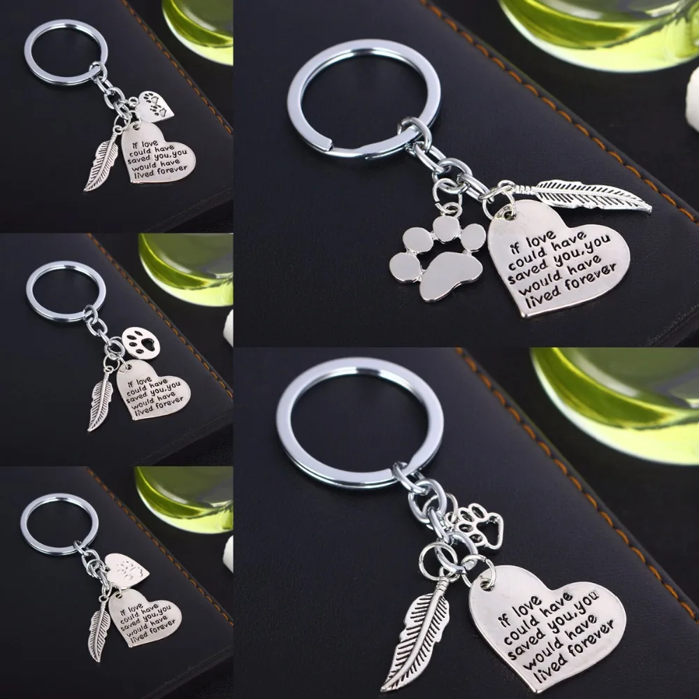 Love Heart Pendants Keychain Cute Dog Pet Paw Prints Keyring Feather Leaf Charms Key Chain Jewelry Women Pet Lovers Gifts Keyfob
Love Heart Pendants Keychain Cute Dog Pet Paw Prints Keyring Feather Leaf Charms Key Chain Jewelry Women Pet Lovers Gifts Keyfob
