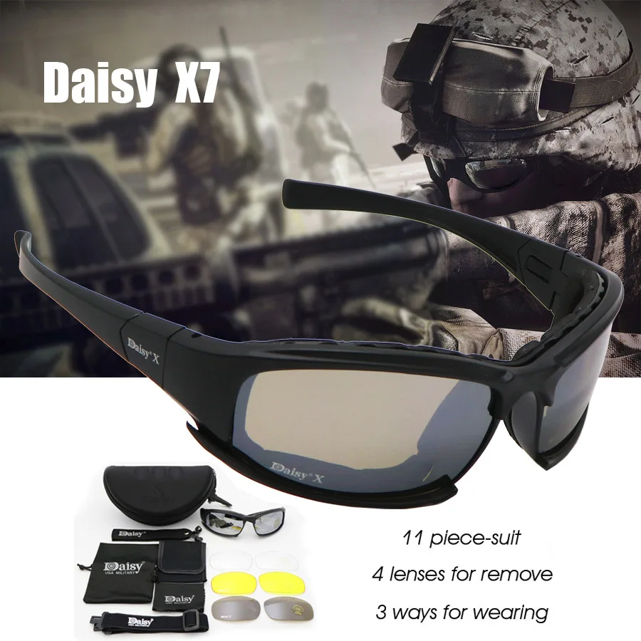 Daisy C6 Military Goggles Bullet-proof Army Polarized Sunglasses X7 4 Lens Men Hunting Shooting Airsoft Tactical Eyewear
Daisy C6 Military Goggles Bullet-proof Army Polarized Sunglasses X7 4 Lens Men Hunting Shooting Airsoft Tactical Eyewear
