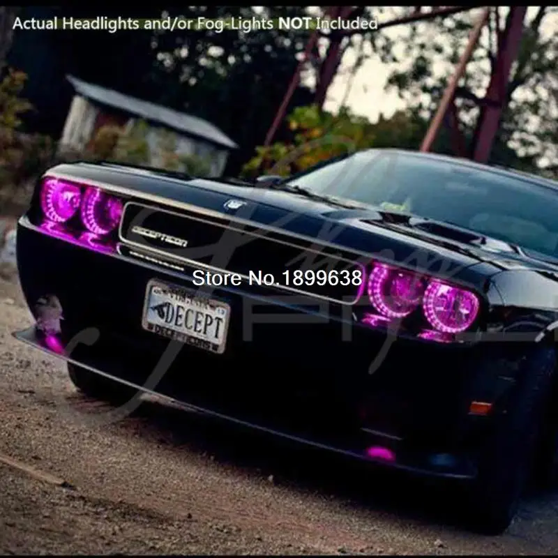 

for 08-14 Dodge Challenger w/o Pro Plasma Halo Rings Head angel eyes RGB LED Demon eyes kit