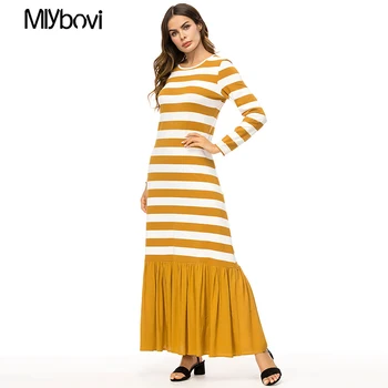 Women Yellow Knitted Dress O-Neck Long Sleeve Muslim Dress Patchwork Loose Ladies Dresses Casual Maxi Femme Islamic Robe Clothin
Women Yellow Knitted Dress O-Neck Long Sleeve Muslim Dress Patchwork Loose Ladies Dresses Casual Maxi Femme Islamic Robe Clothin