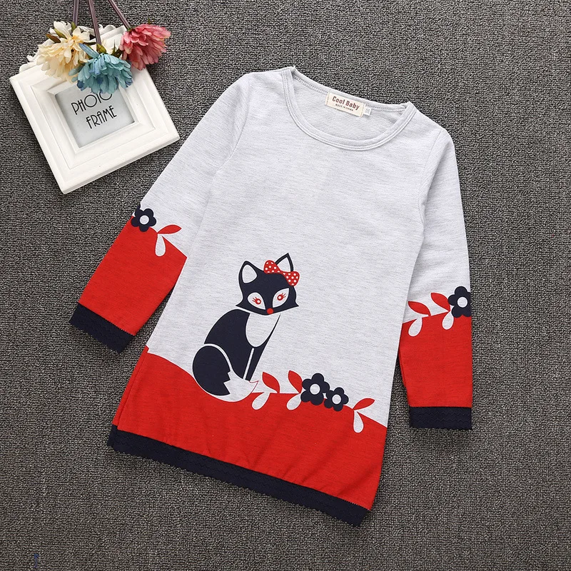 2018 Girls Autumn Dress Kid's Printing cartoon Fox Cotton Full sleeve O-neck A-Line Dresses Princess dress children clothes
2018 Girls Autumn Dress Kid's Printing cartoon Fox Cotton Full sleeve O-neck A-Line Dresses Princess dress children clothes