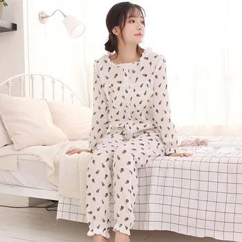 Long Sleeve Loose Sleeping Pajamas for Women Cute Lingerie Long Pants Print Pink Nightwear Two Piece Home Wear 
Long Sleeve Loose Sleeping Pajamas for Women Cute Lingerie Long Pants Print Pink Nightwear Two Piece Home Wear