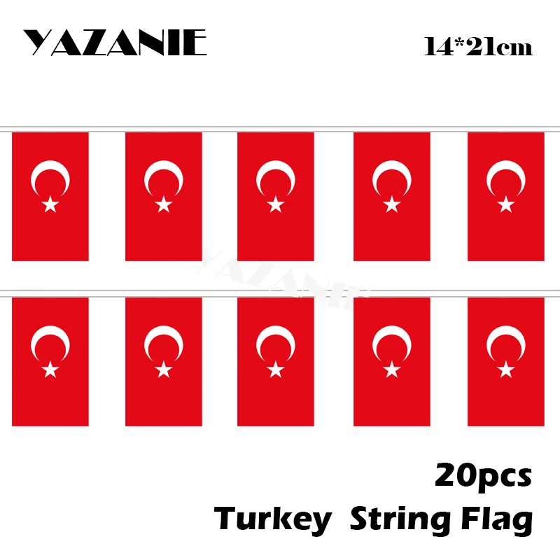 YAZANIE 14*21cm 20PCS 5Meter Turkey String Flag Hot Sell Hanging National Turkish Small Flag for Home Decoration Free Shipping
YAZANIE 14*21cm 20PCS 5Meter Turkey String Flag Hot Sell Hanging National Turkish Small Flag for Home Decoration Free Shipping