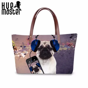 

HUE MASTER Women Tote Bag Dog Printing Handbags High Capacity Ladies Shoulder Bag Bolsa Praia Sac A Main Femme Bolsos Mujer