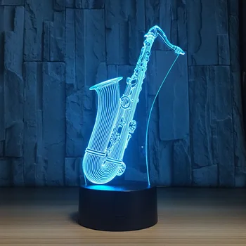LED Night Light Saxophone USB 3D Lamp 7 Colors Sensor 3D Bedroom Lights USB 3*AA Power Atmosphere Decoration Gift For Music Guy
LED Night Light Saxophone USB 3D Lamp 7 Colors Sensor 3D Bedroom Lights USB 3*AA Power Atmosphere Decoration Gift For Music Guy