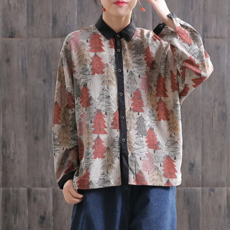 Johnature Casual Vintage Style Cotton Linen Top Print Button turn-down Collar full-sleeve Loose Regular Spring Women Blouse
Johnature Casual Vintage Style Cotton Linen Top Print Button turn-down Collar full-sleeve Loose Regular Spring Women Blouse