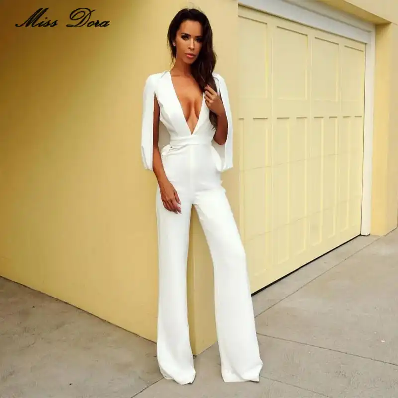 white cape sleeve jumpsuit
