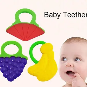 FOCUSNORM Baby Teether Fruit Shape Toothbrush Baby Silicone FOCUSNORM Baby Teether Fruit Shape Toothbrush Baby Silicone