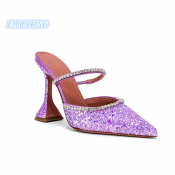 Glittering Bling Sequin Pointy Toe Kitten High Heels Purple Women 2019 Fashion Crystal Straps Slingback Shoes Woman Summer Pumps
Glittering Bling Sequin Pointy Toe Kitten High Heels Purple Women 2019 Fashion Crystal Straps Slingback Shoes Woman Summer Pumps