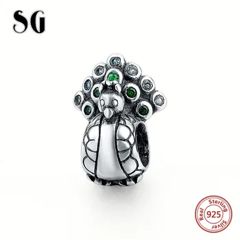 SG 925 Silver Beads Peacock spread its wings charms with green CZ Fit Original pandora Bracelets Bangle DIY Jewelry Making gift
SG 925 Silver Beads Peacock spread its wings charms with green CZ Fit Original pandora Bracelets Bangle DIY Jewelry Making gift