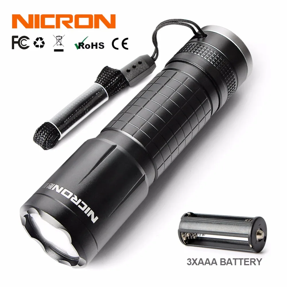 

NICRON 3W High Brightness Flashlight Waterproof IPX4 Anti-Fall 150LM 3xAAA Battery For Household Maintenance Outdoor Use etc N5