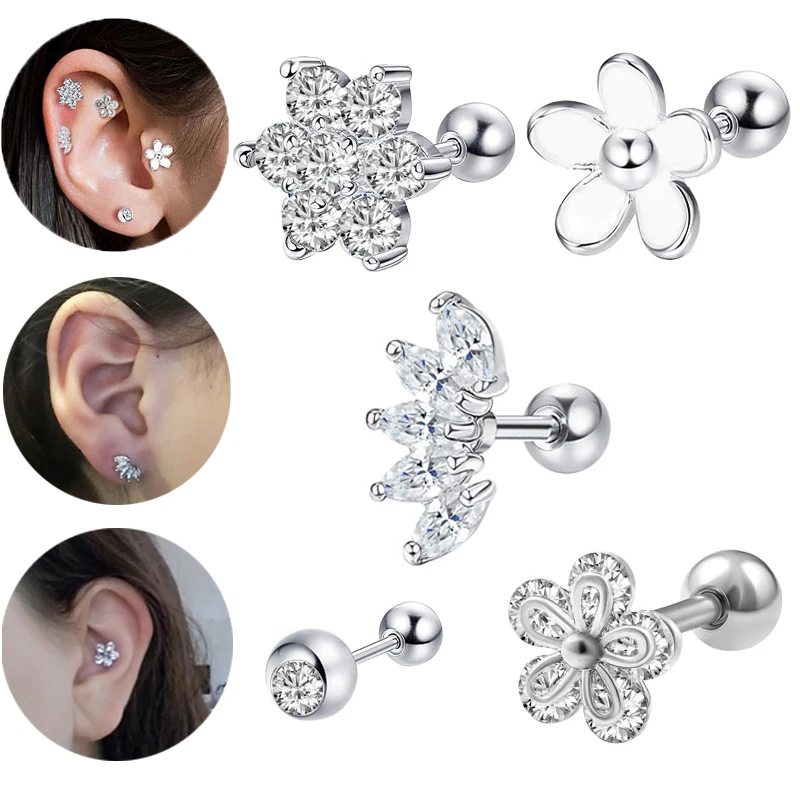 CZ Fake Ear Studs Silver Zircon Flower Crystal Earrings Nose Helix Labret Lip Stud Earrings For Women Piercing Body Jewelry
CZ Fake Ear Studs Silver Zircon Flower Crystal Earrings Nose Helix Labret Lip Stud Earrings For Women Piercing Body Jewelry