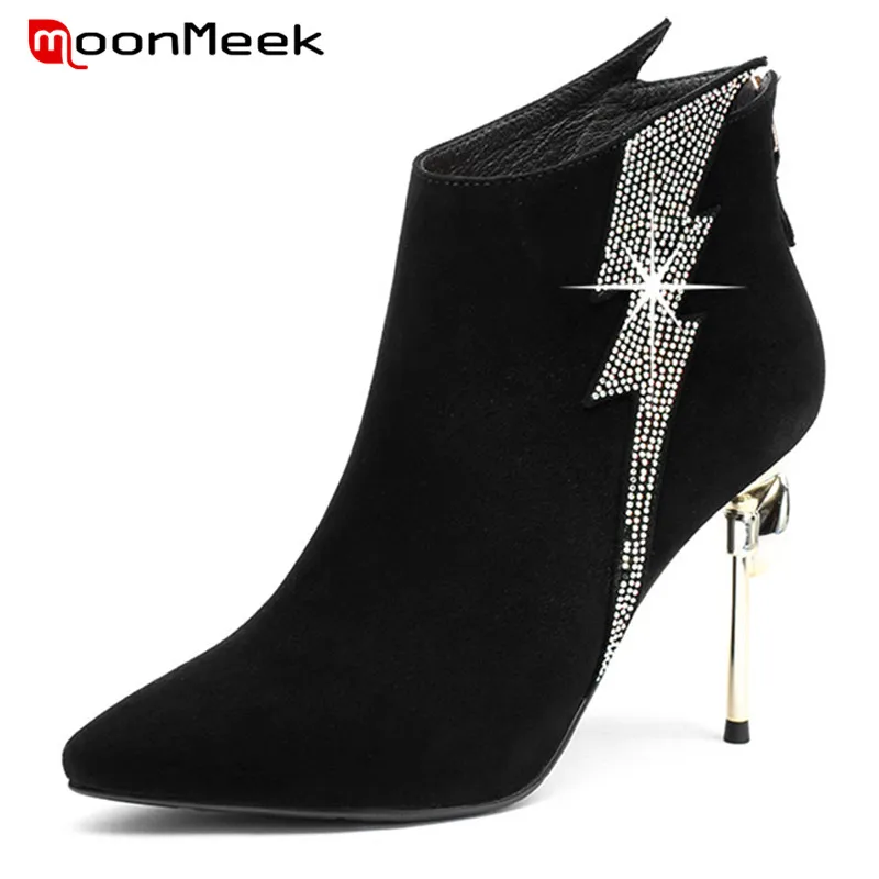 MoonMeek 2020 new arrive autumn winter women super high heel boots ladies suede leather boots popular pointed toe ankle boots
MoonMeek 2020 new arrive autumn winter women super high heel boots ladies suede leather boots popular pointed toe ankle boots