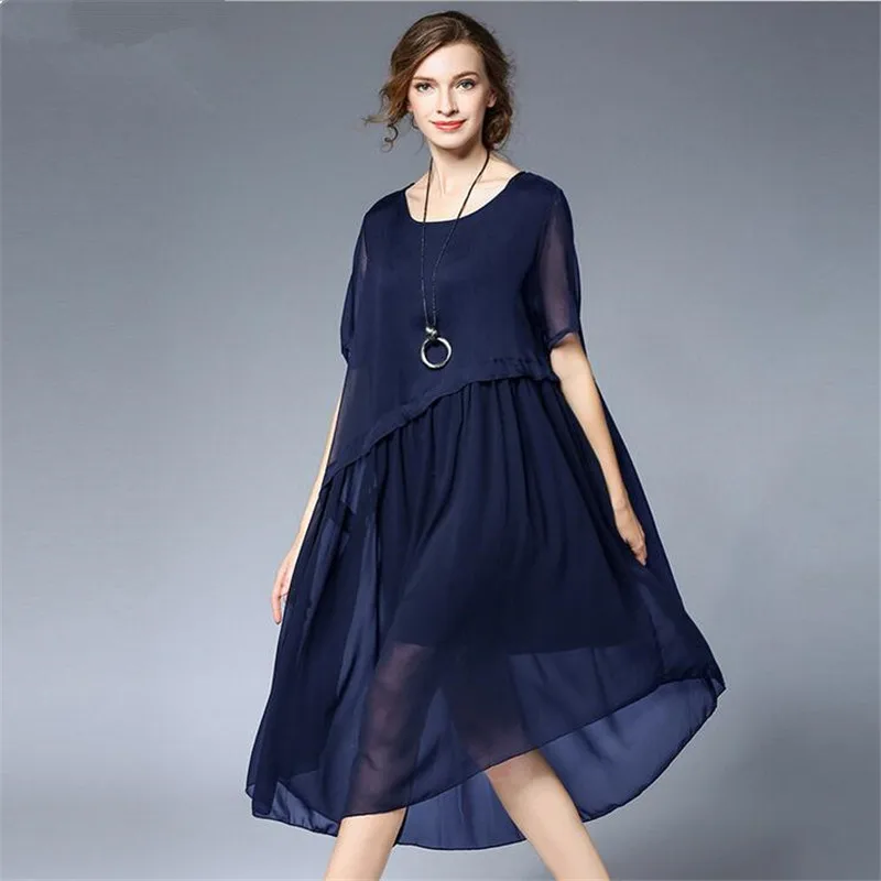 Fashion Loose Long Dress Female 2017 Women Plus Size XL-4XL Chiffon solid White Black O-neck Short Sleeve Casual Dresses
Fashion Loose Long Dress Female 2017 Women Plus Size XL-4XL Chiffon solid White Black O-neck Short Sleeve Casual Dresses
