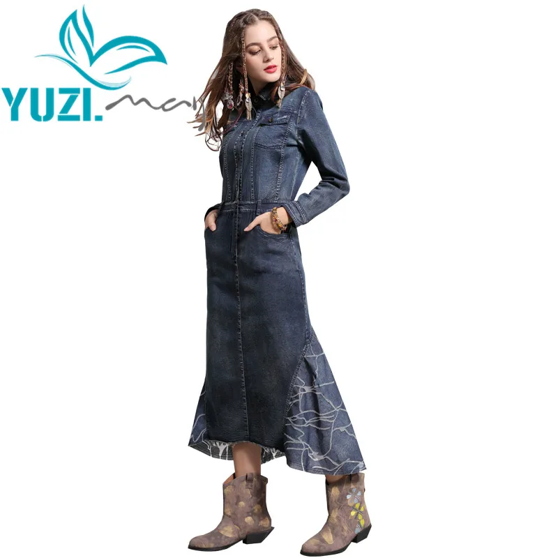 Женское джинсовое платье в стиле бохо Yuzi.may, винтажное длинное платье в стиле пэчворк с отложным воротником, модель A82132, 2018
Женское джинсовое платье в стиле бохо Yuzi.may, винтажное длинное платье в стиле пэчворк с отложным воротником, модель A82132, 2018