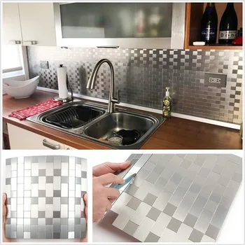 4PCS Peel and Stick Backsplash Tiles Self adhesive Stainless Steel Kitchen Silver Brushed Metallic Mosaic Wall Self Sticker
4PCS Peel and Stick Backsplash Tiles Self adhesive Stainless Steel Kitchen Silver Brushed Metallic Mosaic Wall Self Sticker