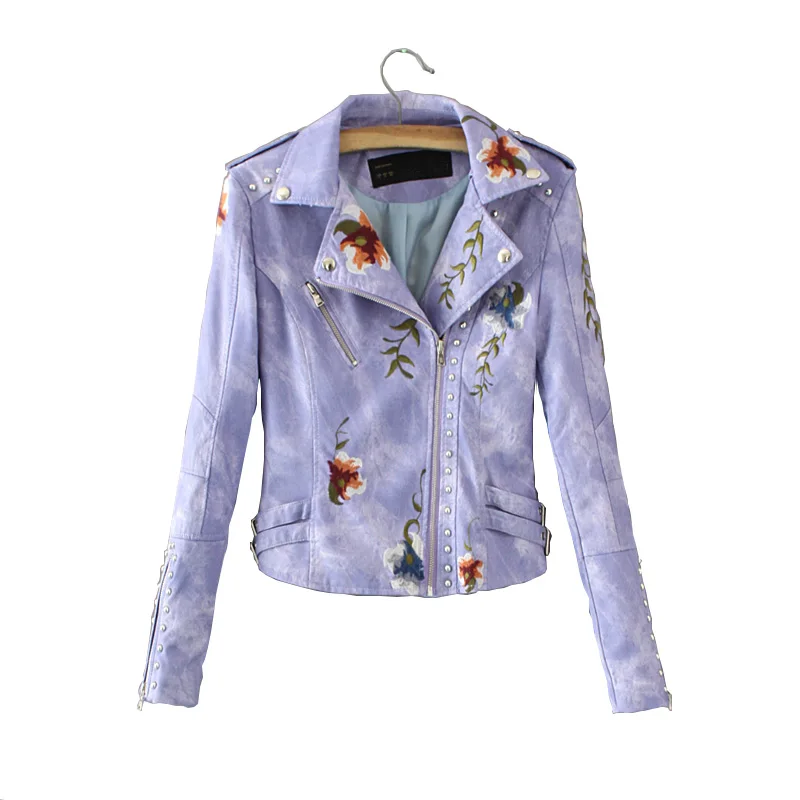 Women Autumn Denim Leather Jacket 2018 Girls Beading Zippers Faux Leather Purple Short Coat Embroidery Korean Streetwear Clothes
Women Autumn Denim Leather Jacket 2018 Girls Beading Zippers Faux Leather Purple Short Coat Embroidery Korean Streetwear Clothes